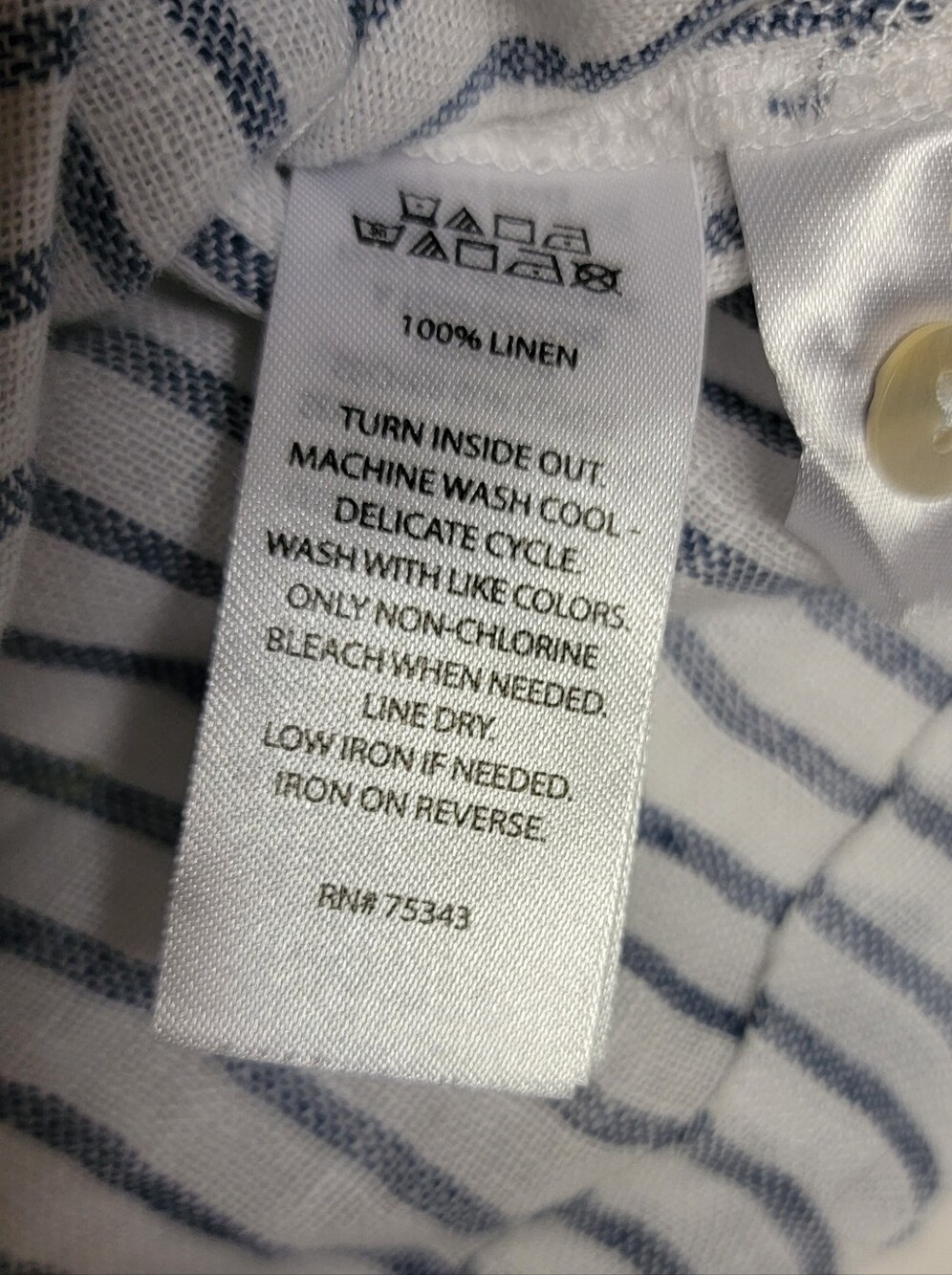 Christian Siriano White and Gray Striped Button-Down 100% Linen Shirt - Picture 9 of 12